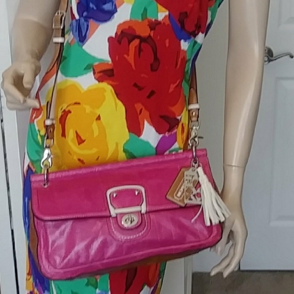 GORGEOUS COLORBLOCK WAXED GENUINE LEATHER 70th ANNIVERSARY COACH WILLIS BAG - Picture 4 of 17
